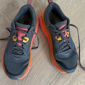 Hoka One One Charcoal and Coral Sneakers